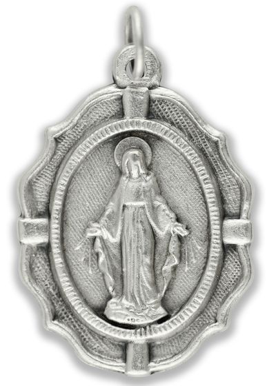  Large Miraculous Medal with Decorative Border - 1 1/4"   (Minimum quantity purchase is 2)