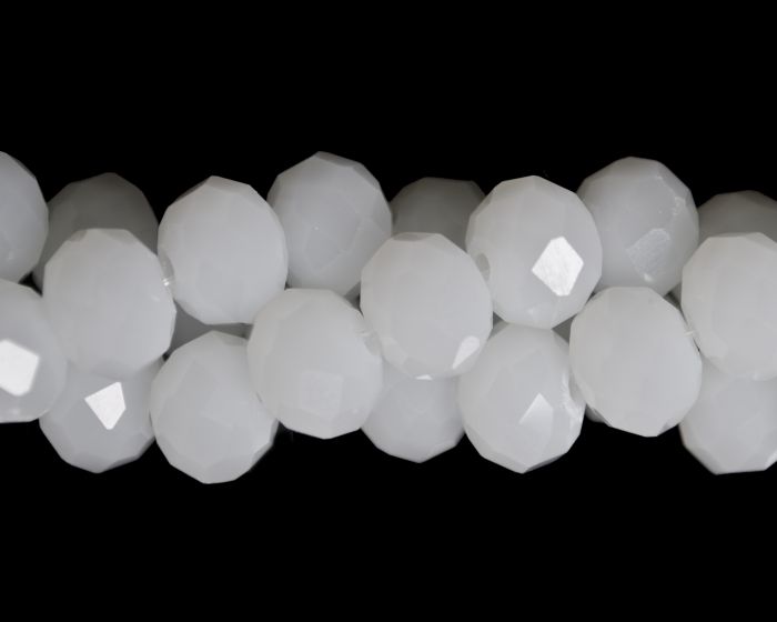 White Rondelles Glass Crystal Beads, 8x6 mm- 60 beads  (Minimum quantity purchase is 1)
