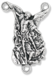 St Michael Rosary Center – 1-1/8" Silhouette Silver Oxidized, Made in Italy *  (Minimum quantity purchase is 2) 