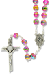 Pink / Blue / Gold 8mm Bead Rosary with Miraculous Medal Center - 21.5"  *  (Minimum quantity purchase is 1)