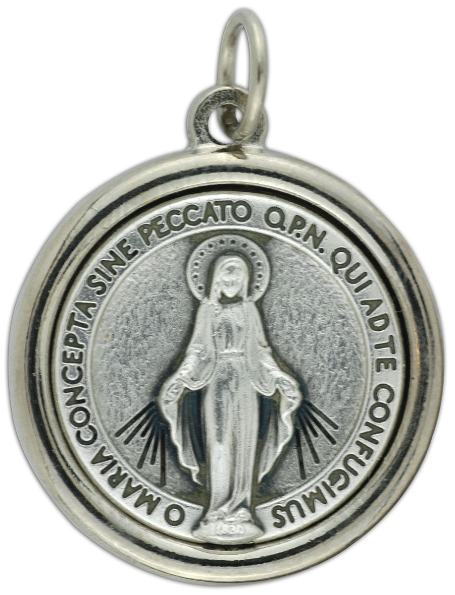 Buy Round Silver Miraculous Medal, Latin, 1in Gifts Catholic