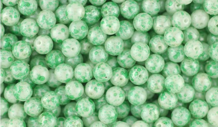 Czech Republic Glass Dappled  Beads, Mint Green / White - 6mm, Pkg of 60     (Minimum quantity purchase is 1)