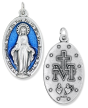 XL Blue Miraculous Medal (English) – 1-3/4" Oval Silver Oxidized, Made in Italy  (Minimum quantity purchase is 1)