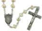   Ivory Rosary w/ Cubed, Star-Imprinted Faux Pearl Beads - 19 1/2"   (Minimum quantity purchase is 1)