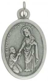 Sterling Silver St. Elizabeth Of Hungary Pendant With 18" Steel Chain - Patron Saint Of Bakers & Homeless