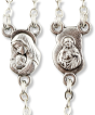 First Communion Rosary with White Beads, Holy Family Centerpiece and White Enamel Crucifix, Boxed - 13.5"   (Minimum qty. is purchase 1) 