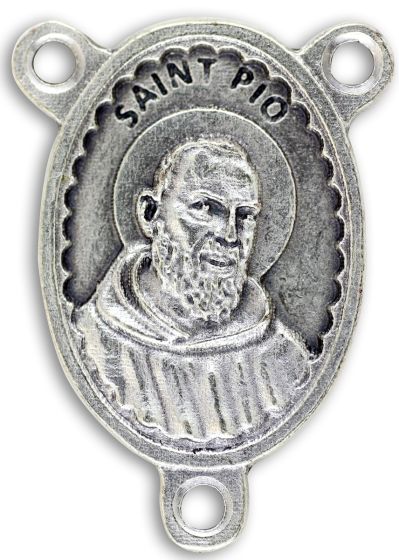 St Padre Pio Oval Centerpiece - Silver Ox, 1-1/8"   (Minimum quantity purchase is 2)