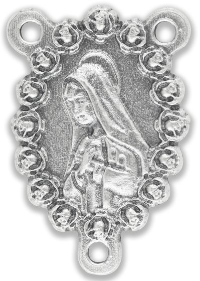 Mary in Prayer / Pray for Us Center Piece with a Border of Roses - 1"   (Minimum quantity purchase is 2)