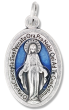ENAMEL SLIGHTLY FADED!   Miraculous Medal 1 inch Blue Enamel Accented - LATIN (Minimum quantity purchase is 3)