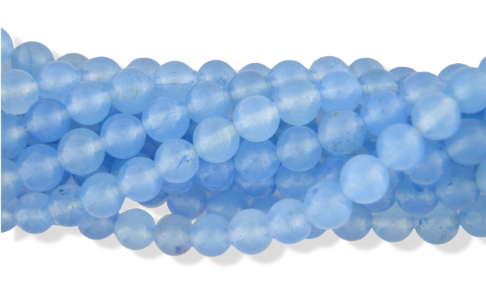 Dyed Jade Beads in Milky Blue, 8mm - Pkg 60    (Minimum quantity purchase is 1)
