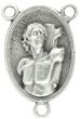 1" St Sebastian Rosary Center - Oval Silver Oxidized, Patron of Athletes    (Minimum quantity purchase is 2)