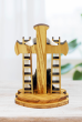 Pieta Olivewood Tabletop Display with White Drape Ribbon – 7”, Made in Italy  (Minimum quantity purchase is 1)