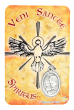  Holy Family / Holy Spirit Medal on Laminated Card - "Come Holy Spirit" in Latin  - Closeout Sale *  (Minimum quantity purchase is 1)