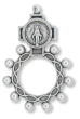 Miraculous Medal Finger Rosary – One Decade Pocket Rosary Ring, 2" Silver Oxidized, Made in Italy *  (Minimum quantity purchase is 2)