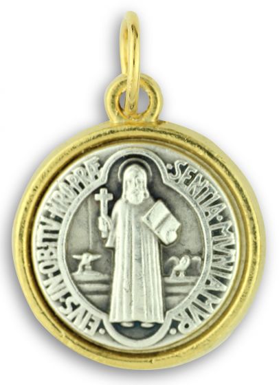   Two Tone St. Benedict Medal - 3/4"  (Minimum quantity purchase is 2)