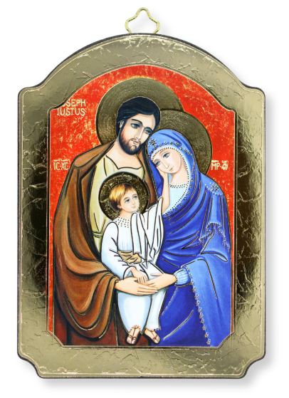 Holy Family Icon with Gold Foil on Wood - 5 1/2"   (Minimum quanity purchase is 1) 
