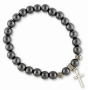  Bracelet with Hematite Beads and Cross Charm *  (Minimum quantity purchase is 1)