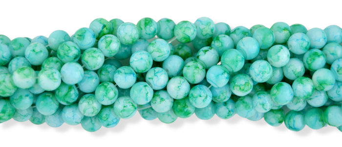  Aqua Blue and Green Spun Glass Beads - 8mm - pkg 60    (Minimum quantity purchase is 1)
