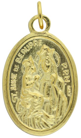   St Anne of Beaupre Medal, Gold Tone - 1 Inch (Minimum quantity purchase is 3)