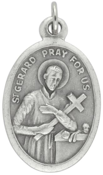   Saint Gerard Medal/ Fertility - Italian Silver OX 1 inch    (Minimum quantity purchase is 2)