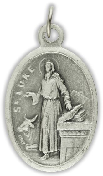  Saint Luke Patron Saint of Notaries and Painters Medal-Italian Silver OX 1 inch (Minimum quantity purchase is 2)
