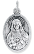 Sacred Heart of Jesus Medal 1” Oval Silver Oxidized – Immaculate Heart of Mary on Back – Made in Italy *  (Minimum quantity purchase is 3)