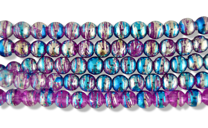  Accented Glass Crystal Beads, Pink, Blue, Silver - Pkg. 60  *  (Minimum quantity purchase is 5)
