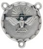 Holy Spirit Dove Rosary Center -  7/8" Round Silver Oxidized, Made in Italy * (Minimum quantity purchase is 3)