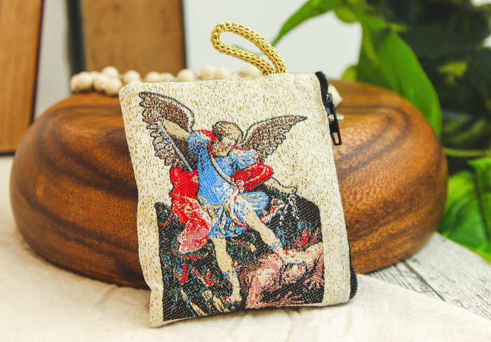 St Michael Rosary Pouch - 2.5 x 3"