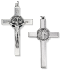 XL St Benedict Crucifix - 3" Straight Edge, Silver Oxidized, Made in Italy *   (Minimum quantity purchase is 1)
