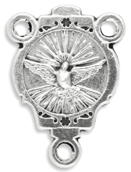 Holy Spirit Dove Rosary Centerpiece - 3/4" Silver Oxidized, Made in Italy  * (Minimum quantity purchase is 3)
