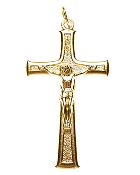 Buy Gold plated Cross Textured Crucifix, 1.5/8in | Gifts Catholic
