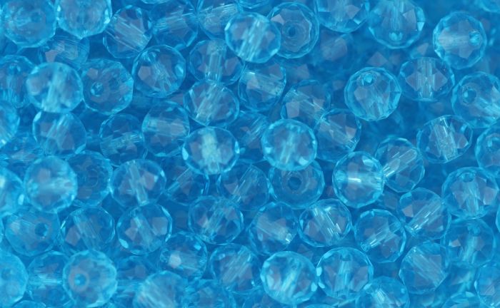  Aqua  Rondelle Glass Crystal Beads, 8x6 mm - 60 beads   (Minimum quantity purchase is 1)