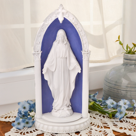 LED Our Lady of Grace Statue – 8.25" Della Robbia Style Arch