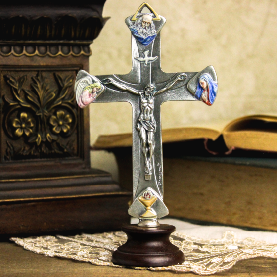 Tertium Millennium 5-Way Metal Tabletop Crucifix – 6-1/8", Multicolor & Silver Ox  (Minimum quantity purchase is 1)  
