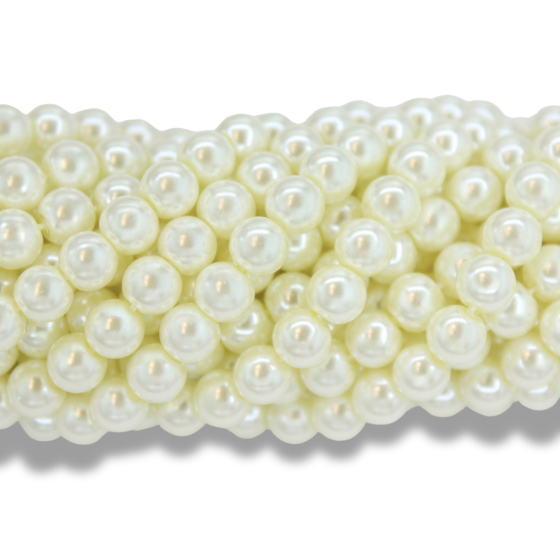 Ivory Glass Pearl Beads, 6mm - Pkg 60    (Minimum quantity purchase is 1)