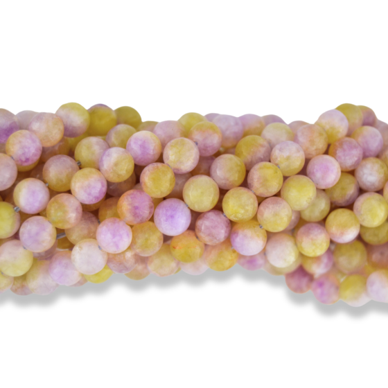 Jade Beads in Variegated Yellow and Purple 6mm - Pkg 60   (Minimum quantity purchase is 1)