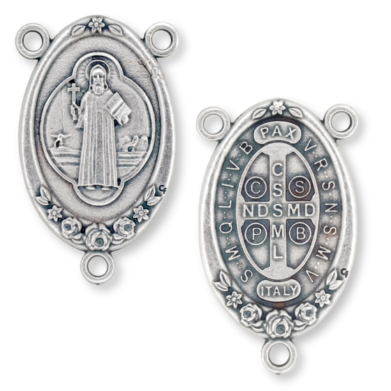 XL St Benedict Center Piece (Double Sided) - 1 3/4" Silver Oxidized, Made in Italy * (Minimum quantity purchase is 1) 