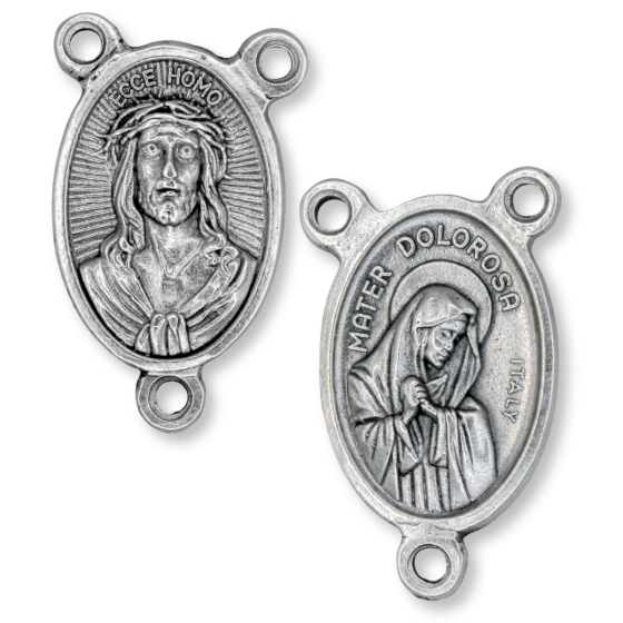 Ecce Homo / Mater Dolorosa Oval Latin Centerpiece - Silver Ox, 1"   (Minimum quantity purchase is 2)