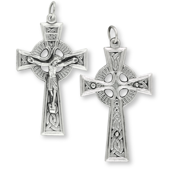 Celtic Crucifix - 1 5/8" Silver Oxidized, Made in Italy  * (Minimum quantity purchase is 2)