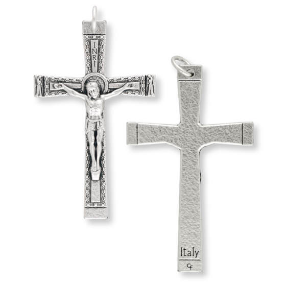 Flared and Textured Crucifix -  2" Silver Oxidized, Made in Italy * (Minimum quantity purchase is 2)