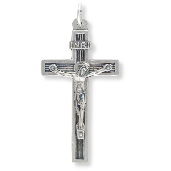 Traditional Crucifix – 1 1/2" Silver Oxidized, Made in Italy * (Minimum quantity purchase is 2)