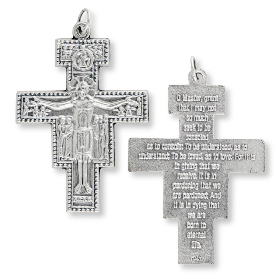 San Damiano Crucifix - 2" Silver Oxidized, Made in Italy * (Minimum quantity purchase is 1)