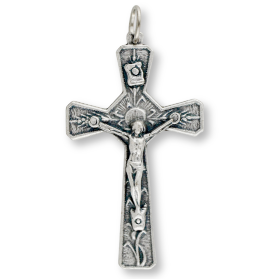 Bread of Life Crucifix – 1 3/4" Silver Oxidized, Made in Italy  (Minimum quantity purchase is 1)