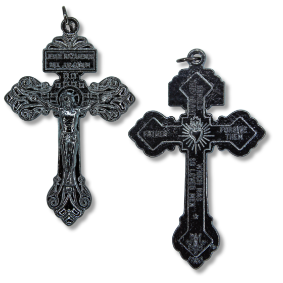 Pardon Indulgence Crucifix II - Gun Metal Finish 2-1/8"  *  (Minimum quantity purchase is 2)