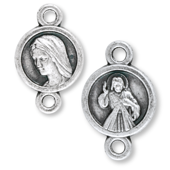 Divine Mercy Our Father Bead (Our Lady of Medjugorje) – 8mm Silver Oxidized, Made in Italy  *  (Minimum quantity purchase is 6)