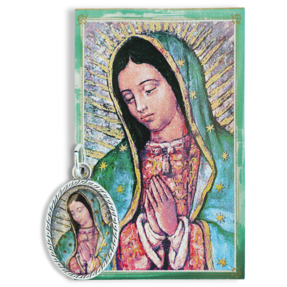 Our Lady of Guadalupe Medal with Full-Color Card – 1", Made in Italy  (Minimum quantity purchase is 2)