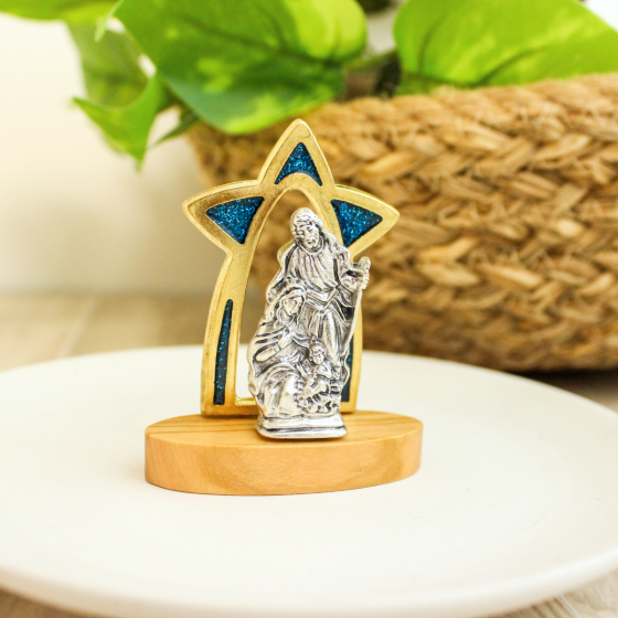 Nativity Scene Star Shaped Frame Tabletop - 3", Sparkly Blue Enamel  (Minimum quantity purchase is 1)