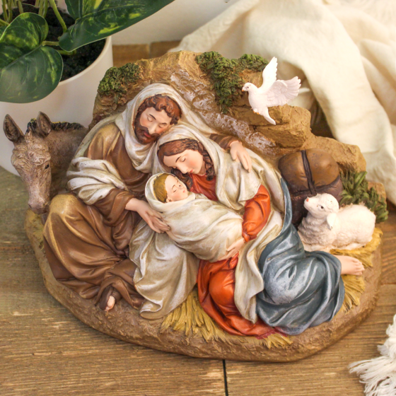 Resting Holy Family Statue – 6" Nativity Scene, Joseph’s Studio