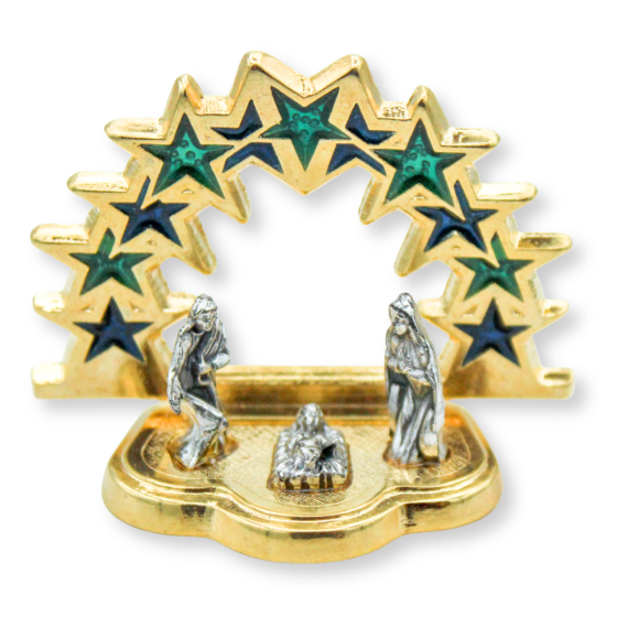 Tabletop Nativity Scene with Blue Stars - (1.5"H x 2"W), Two-Tone   (Minimum quantity purchase is 1)